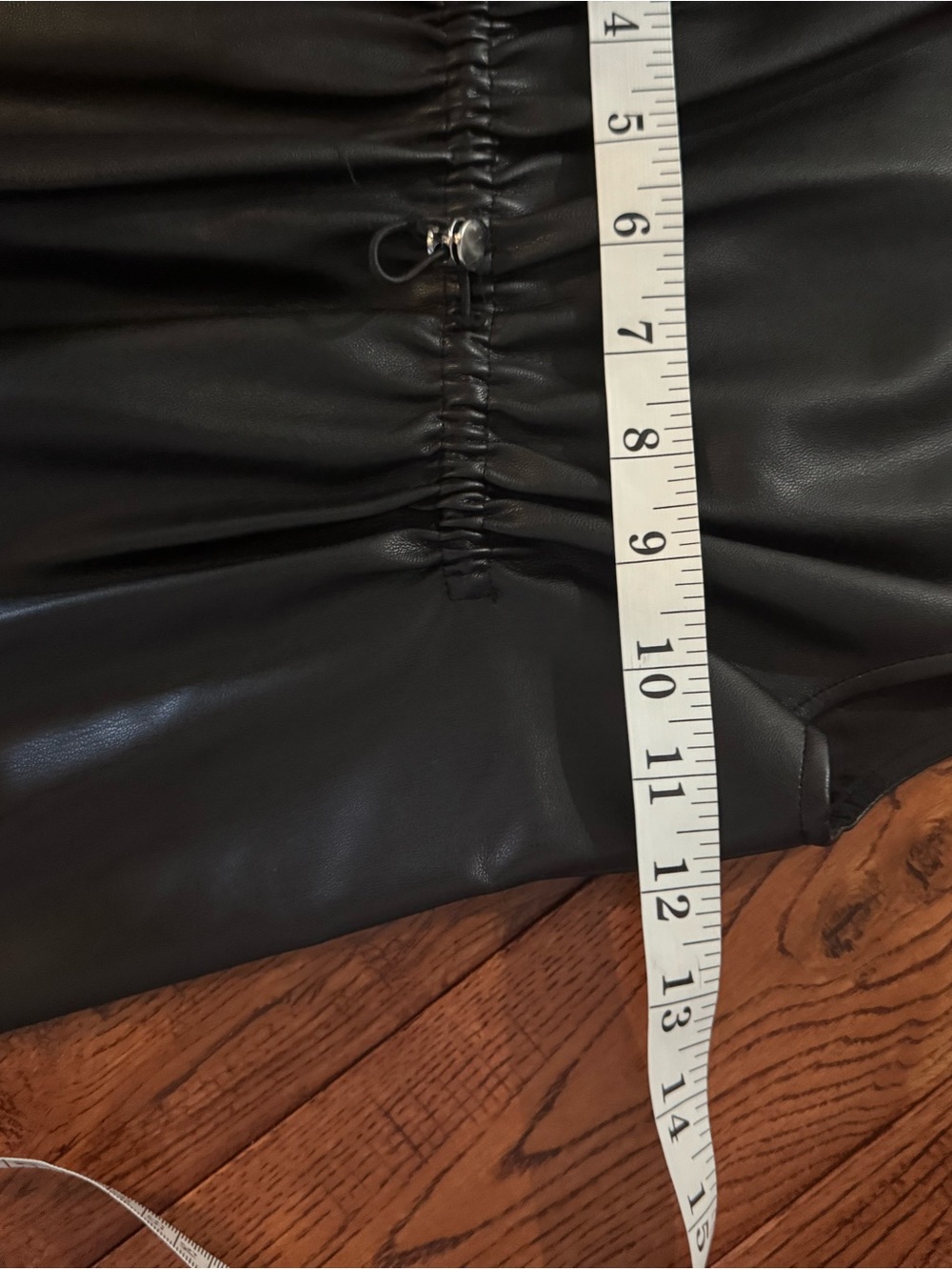 Zara Black Faux-Leather Drawstring Mini Dress - Picture 6 of 7